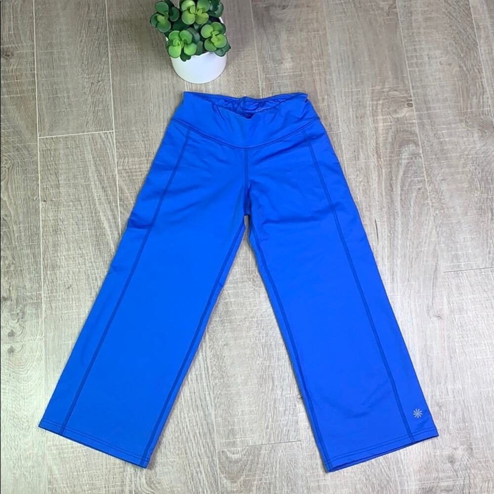 ATHLETA Women's Blue Cropped Wide Leg Athletic Leggings